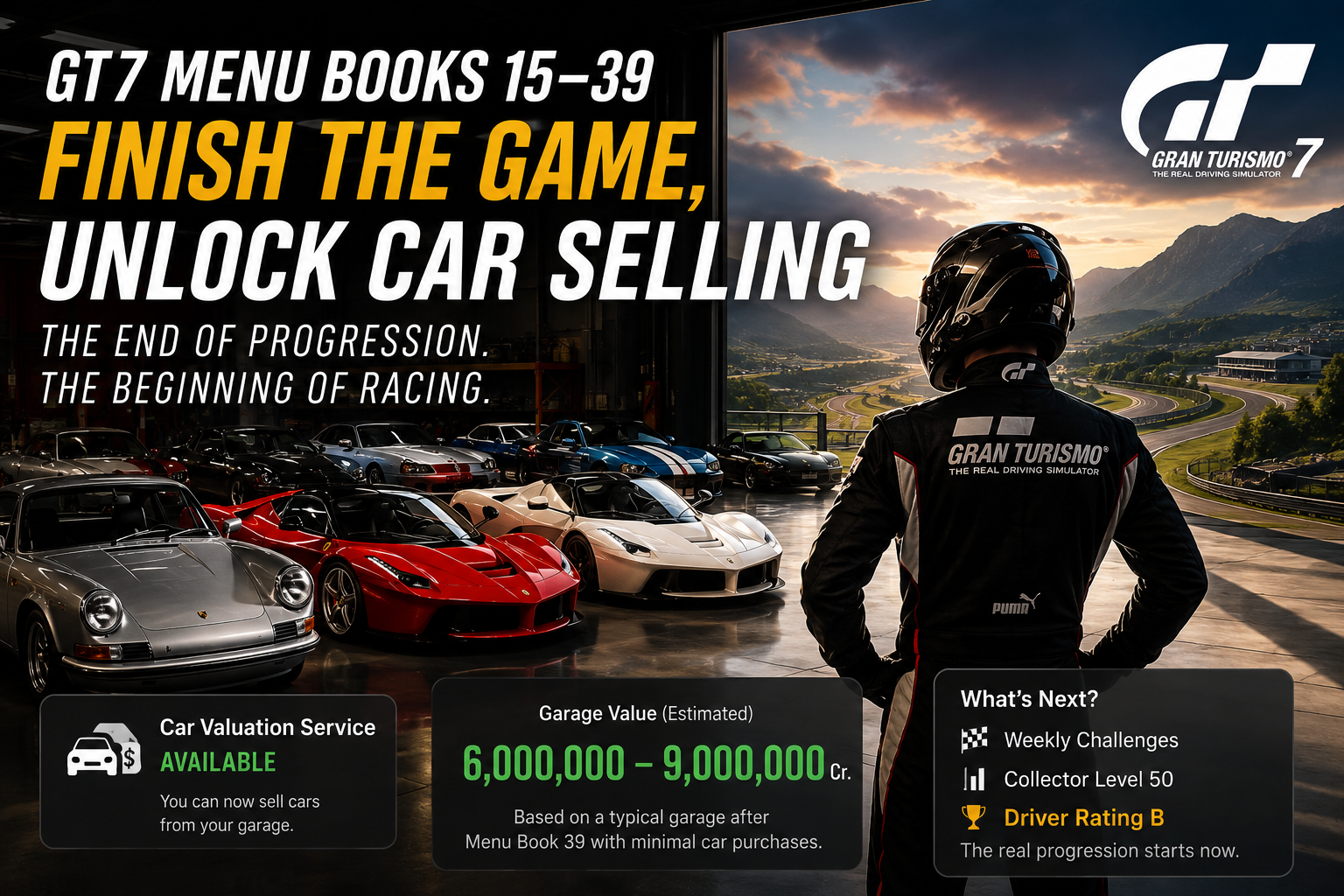 GT7 Menu Books 15–39: Finish the Game, Unlock Car Selling — Then Start Racing